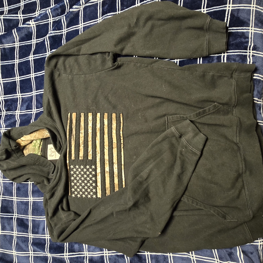 Black Hoodie with Gold Striped Flag